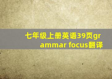 七年级上册英语39页grammar focus翻译